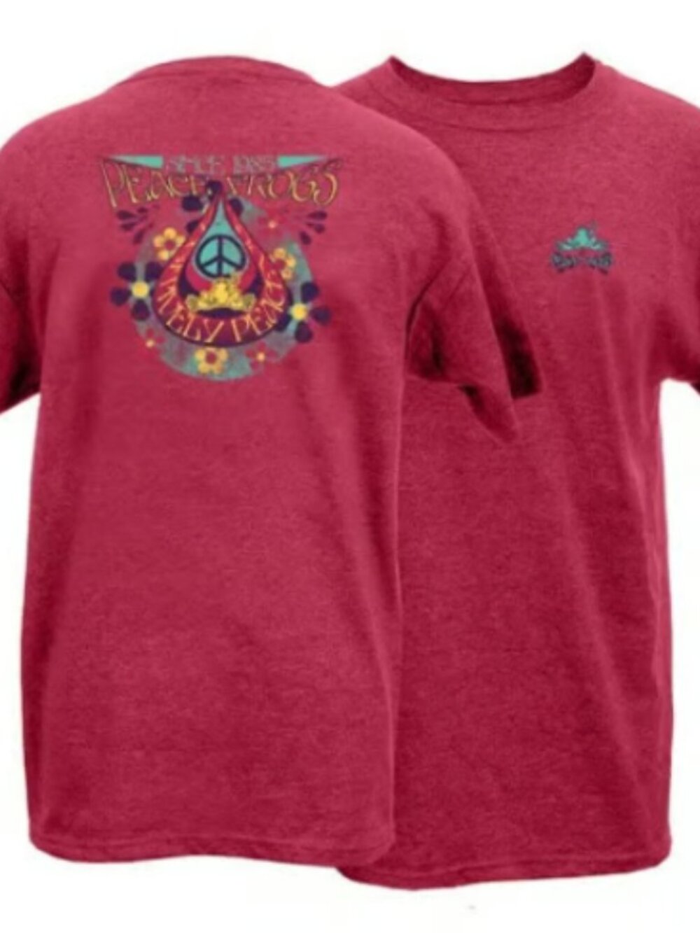 Peace Frogs Teardrop T-Shirt ~ Positively Peaceful ~ Large ~ Brand New!